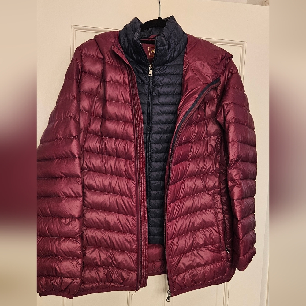 Burgundy and Black Puffer Jacket
